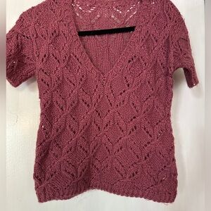 Purple Hand Knit V-Neck Pullover